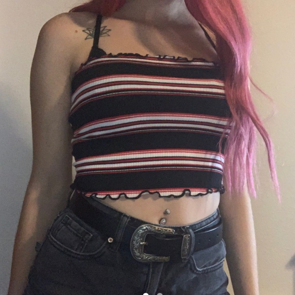 Striped red and black bandeau top!